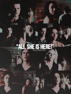 In Promised Land, Ali with Damon, Enzo and Bonnie, as a spirit.