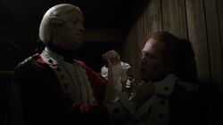 John Graves Simcoe holds a knife at his supervisor