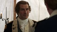 General Washington listens to Major Tallmadge's suggestion to interrogate enemy prisoners. From "Mended".