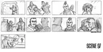 An early storyboard scene depicting a homosexual Turok.