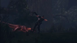 Henderson grabbed by a Utahraptor.