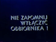 Скриншот заставки «Nie zapomnij wyłączyć odbiornika!» (рус. «Не забудьте выключить телевизор!») в 1985 году