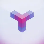 Третий логотип — синий, фиолетовый и розовый