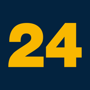 Первый логотип — только число «24» жёлтого цвета на тёмно-синем фоне