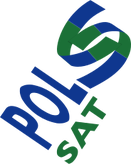 Первый логотип синего цвета с надписью "SAT"