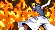 Neku creating a wall of fire