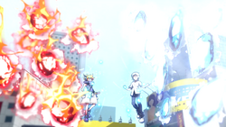 Neku and Joshua using a Fusion in The Animation.