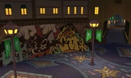 CAT's artwork on a wall in Traverse Town.
