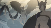 Valkyries watch the battle