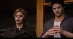 Jasper shows impression to Bella's restraint.