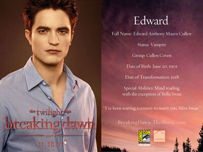 Twilight Breaking Dawn Part 1  Edward Cullen Breaking Dawn