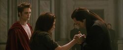 Aro tries to read Bella's mind.