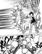 Benio protecting herself against Rokuro's Rekku Madan