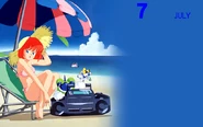 TwinBee Doki Doki Wonderland July calendar artwork.