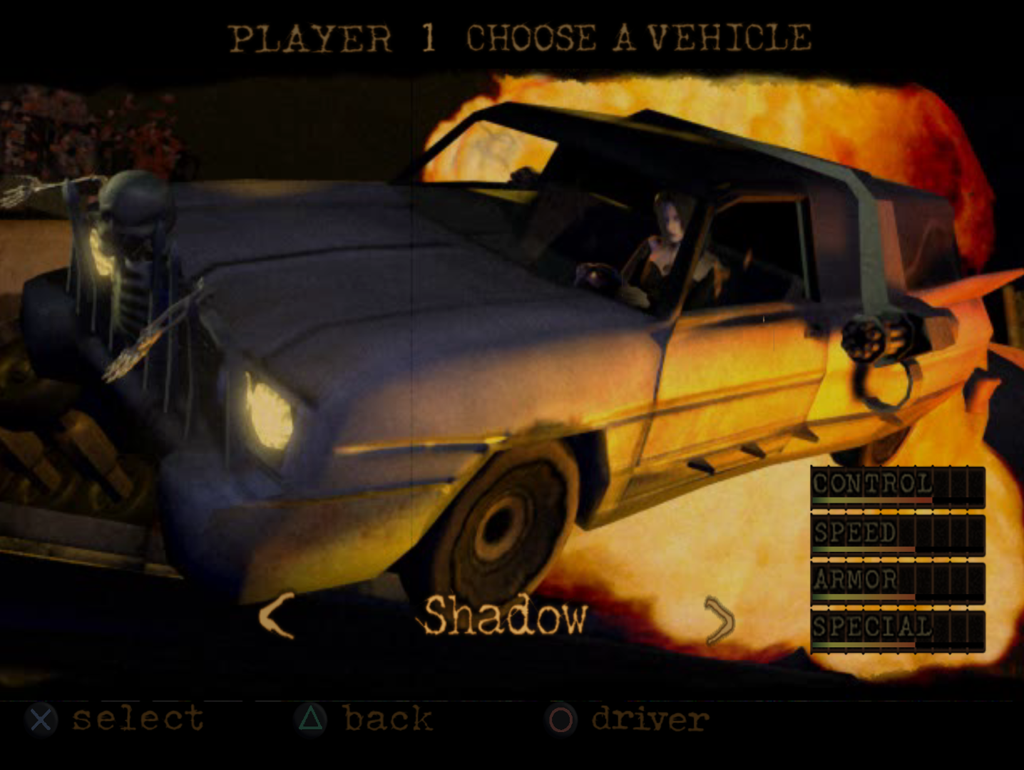 Shadow (Twisted Metal 2), Twisted Metal Vehicles