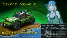 Grasshopper in the car selection screen from the PSP version.