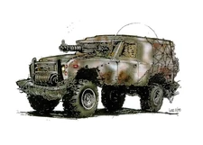 Concept art of WartHog by Lee R. Wilson. This design would later be used for Outlaw (November 1999).