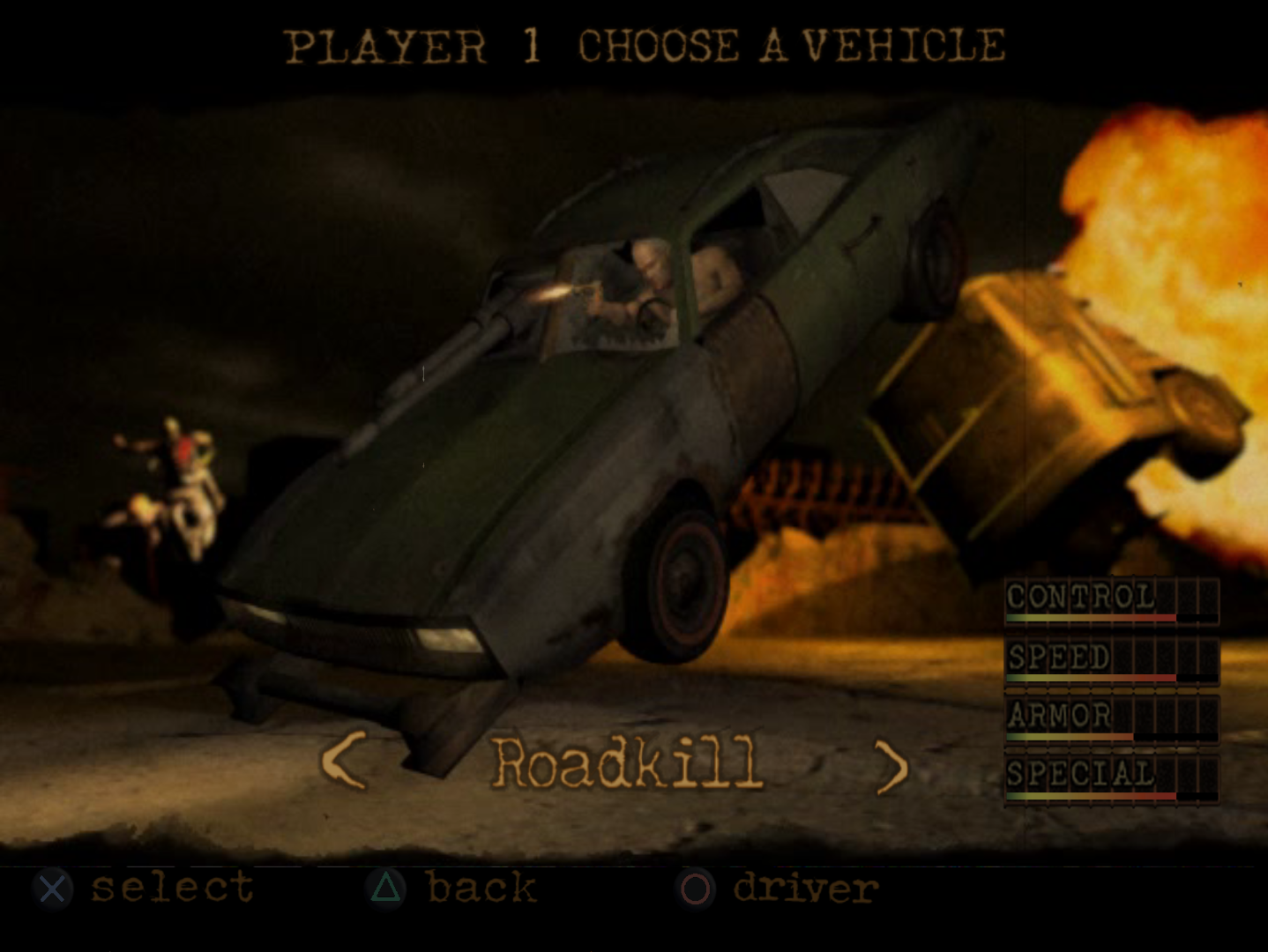 Roadkill (Twisted Metal 2), Twisted Metal Vehicles