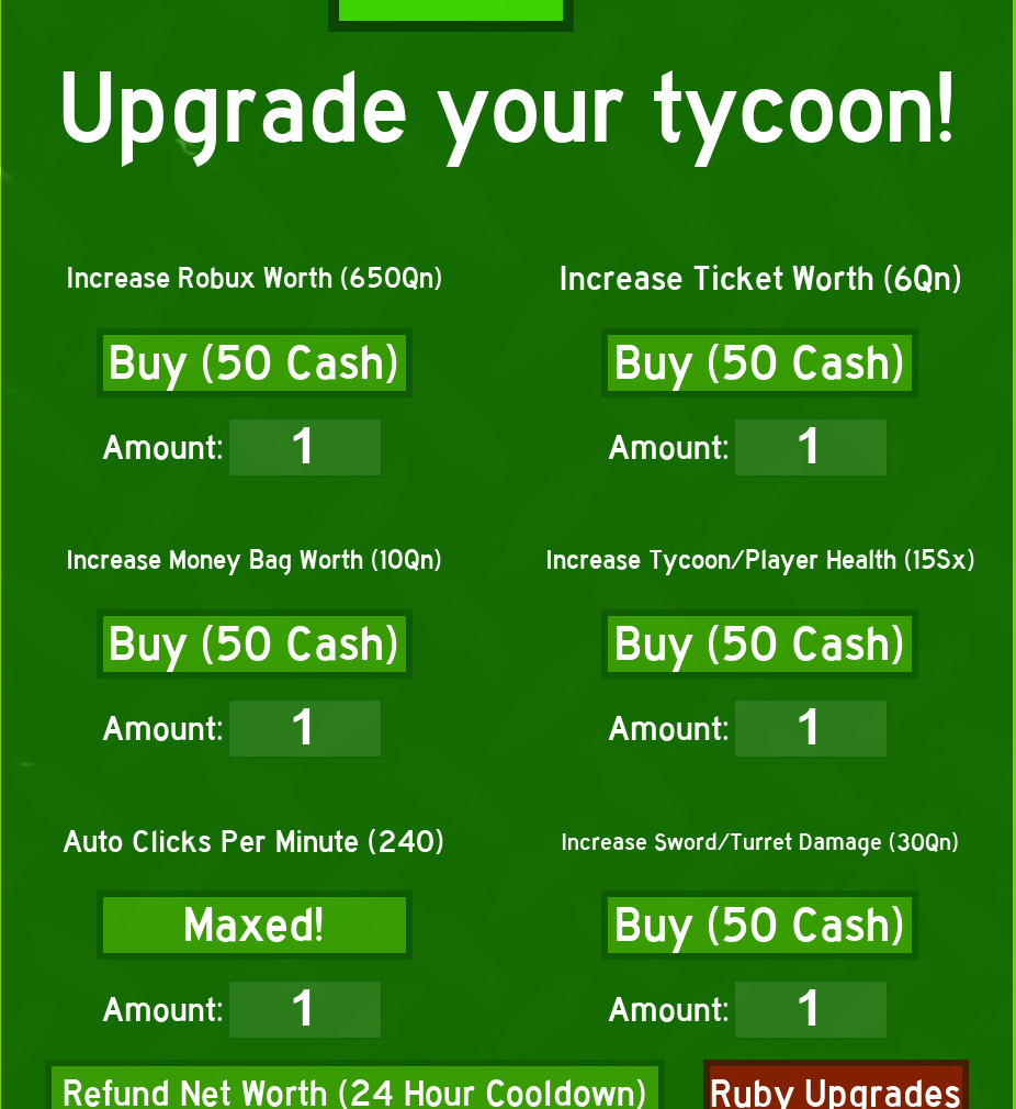 Upgrades Tycoon Simulator Roblox Wiki Fandom - how much money are robux worth