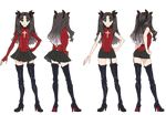 Studio SHAFTWP's character sheet of Rin Tohsaka in Fate/EXTRA Last Encore, illustrated by Hiroki Yamaura & Masaaki Takiyama.