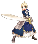 Saber in Fate/tiger colosseum, illustrated by Yukio Hirai.