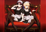 Rin Tohsaka and Saber in maid outfit's illustrated by Takashi Takeuchi.