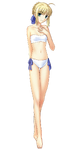 Saber's Swimsuit sprite in Fate/hollow ataraxia, illustrated by Takashi Takeuchi.