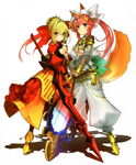 Castor and Saber in their Mystic Codes illustraed by Arco Wada from Fate/EXTRA material WADARCO Illustrations