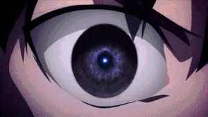 Shiki Tohno with his Mystic Eyes activated from the OP of Tsukihime -A piece of blue glass moon-.