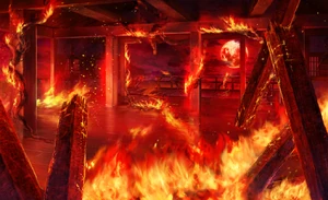Castle interior burning