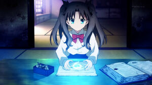 Rin trying to practice magecraft.