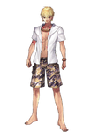 Archer's "Excited Swimmer" costume in Fate/EXTRA CCC, illustrated by Arco Wada.