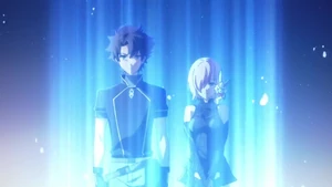 Mash and Ritsuka rayshifting back to Chaldea.