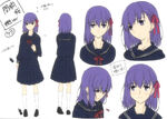 ufotable's rough character sheet of younger Sakura in Fate/stay night - Heaven's Feel - I. Presage Flower.