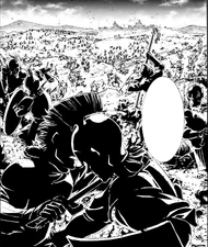 the Greeks fighting the Trojans.