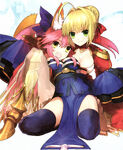 Saber and Caster playing around by Arco Wada from Fate/EXTRA material WADARCO Illustrations.