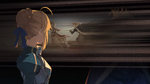 Saber looking at the past of her lives in Fate/Grand Order Memorial Movie 2023