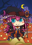 Caster en el Día de los Inocentes de Fate/Grand Order, ilustrado por Riyo.