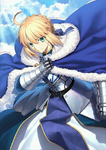 Saber stage 4 in Fate/Grand Order, illustrated by Takashi Takeuchi.