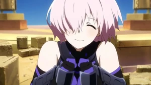 Mash smiling at Lancelot.