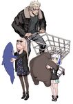 Aslaug, Ragnar Lodbrok, and Lemina Eltfromm Yggdmillennia shopping, illustrated by Shirow Miwa.