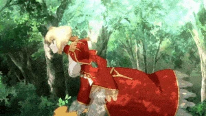 Nero fighting Robin in the forest.