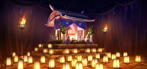 A shrine with the box containining .