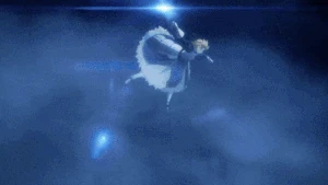 Saber running on water from the Fate/Zero Anime.