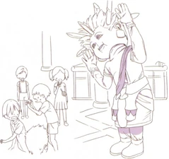 Golden Fuyuki-kun scaring children