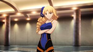 Luvia challenges Rin in a self-defense class, in Fate/stay night [Unlimited Blade Works].