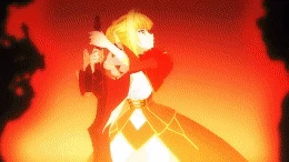 Nero using her sword and burning her own soul to halt Chakravartin.