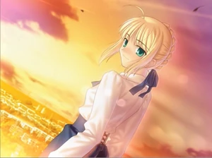 Artoria después del tour en la escuela de Shirou.