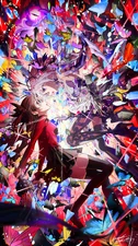 Promotional artwork featuring Rin Tohsaka and Castorice in Honkai: Star RailWP x ''Fate/stay night [Unlimited Blade Works] collaboration, illustrated by Mika Pikazo.