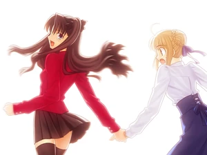 Saber staying as Rin's familiar.